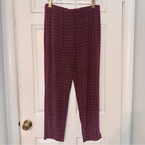 Chico’s Travelers no wrinkle Purple geometric elastic waist wide leg pants M